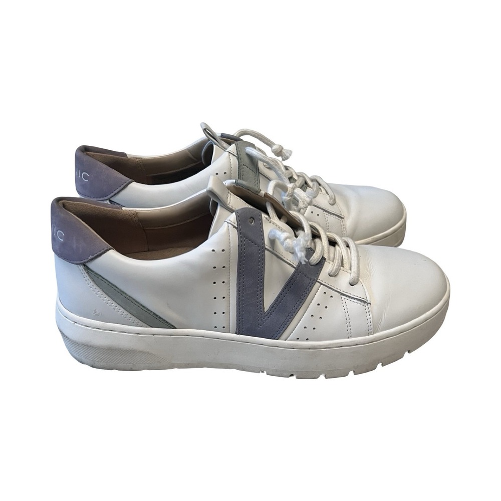 Vionic Simasa White Leather Nubuck Purple Grey Fashion Sneakers Womens 7